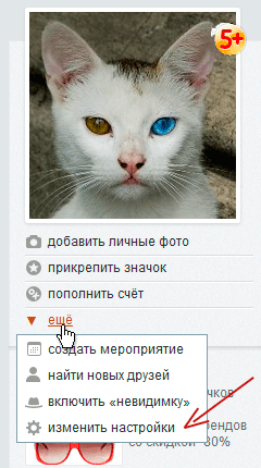 в одноклассниках настройки